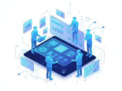 Business team working on digital administration platform